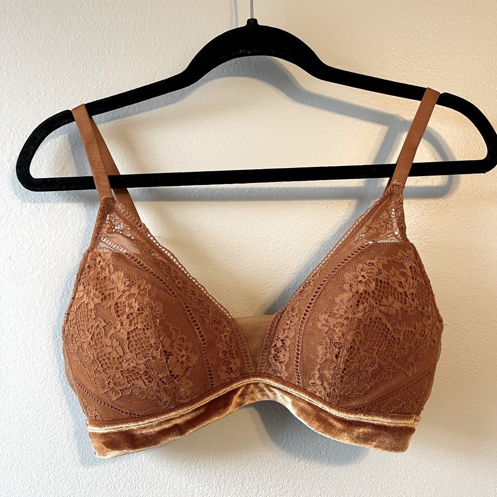 Auden Rust Lace and Velvet Bralette